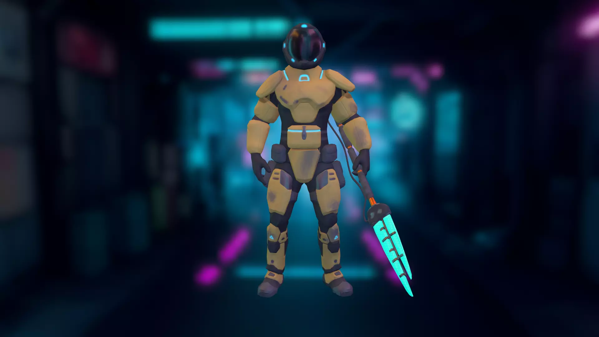 Futuristic soldier Cyborg mercenary Techno Assassin Low-poly 3D model_0
