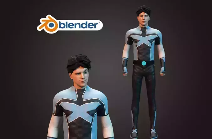 Male rigged game character Low-poly  Low-poly 3D model