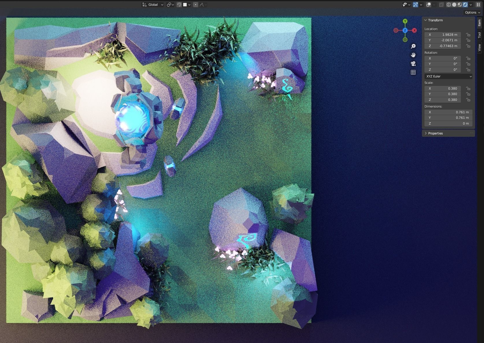 Isometric Stoneman in Forest Low-poly 3D model_3