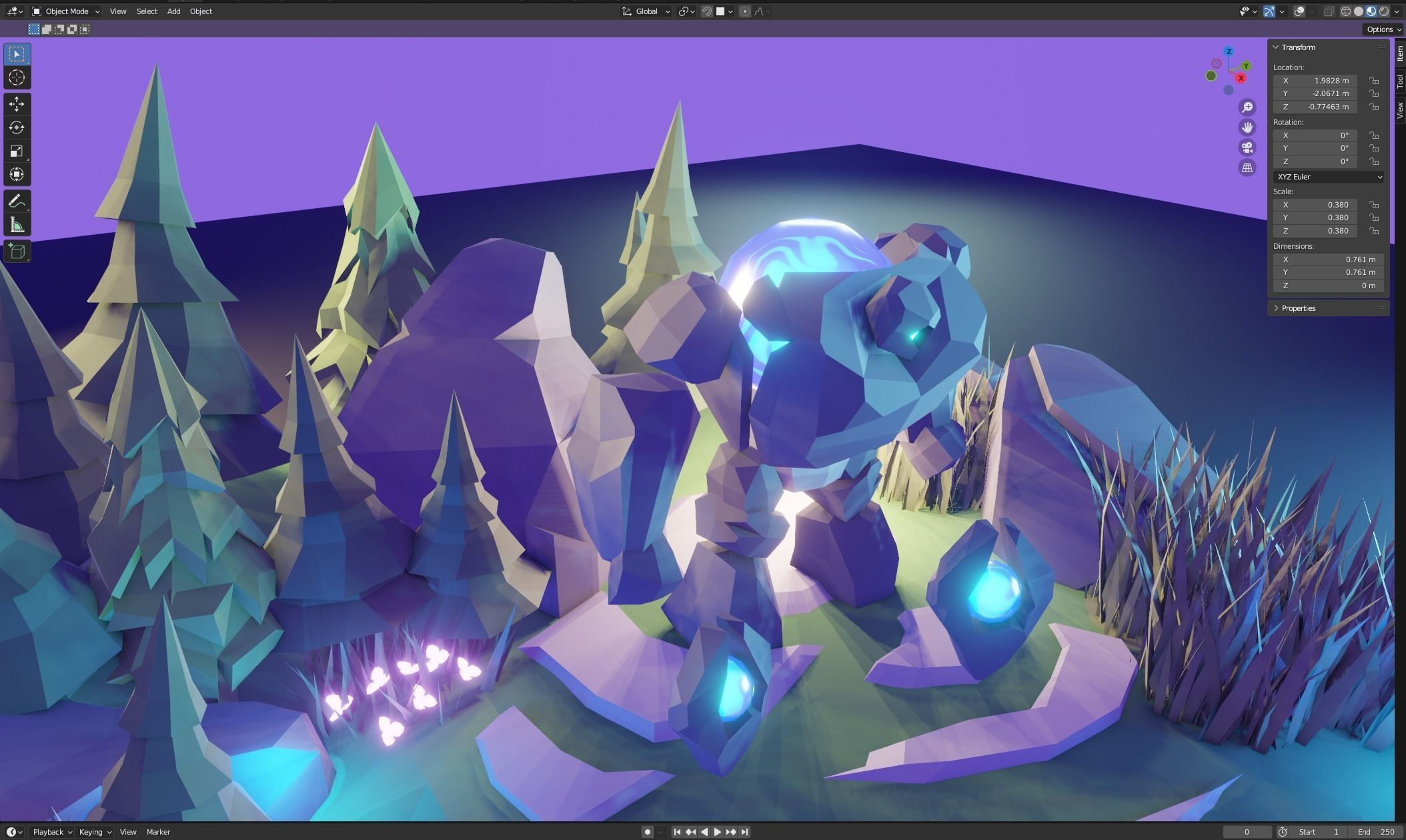 Isometric Stoneman in Forest Low-poly 3D model_5