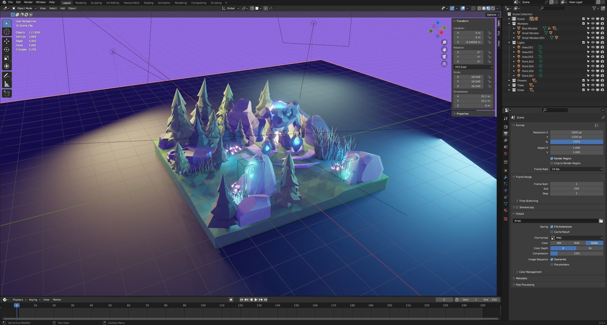 Isometric Stoneman in Forest Low-poly 3D model_4