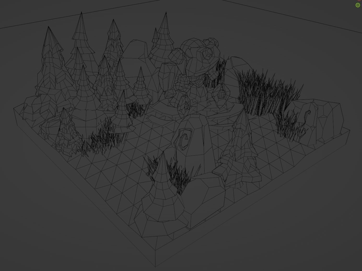 Isometric Stoneman in Forest Low-poly 3D model_9