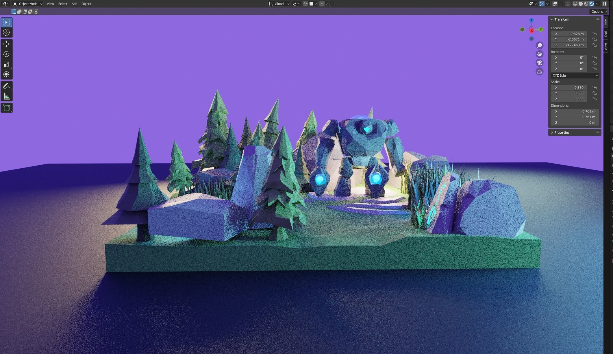 Isometric Stoneman in Forest Low-poly 3D model_2