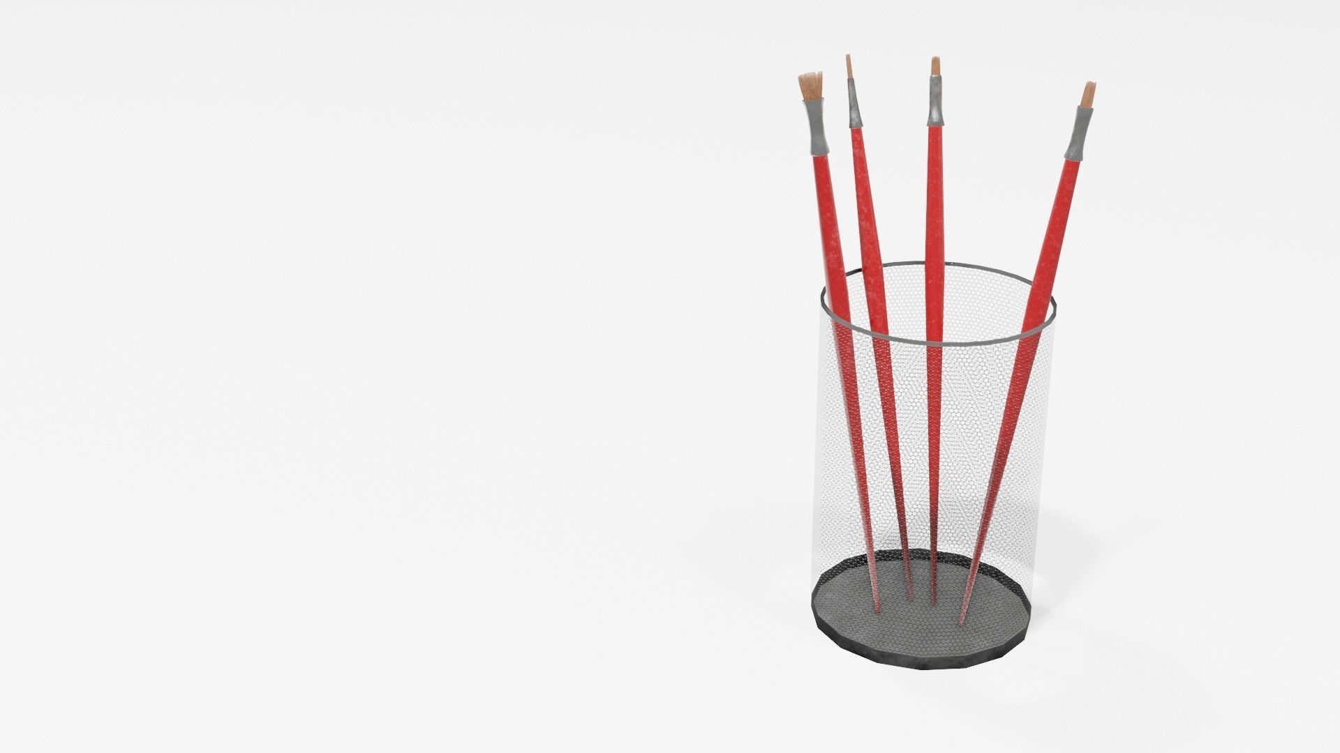 Realistic Brushes pot Low-poly 3D model_4