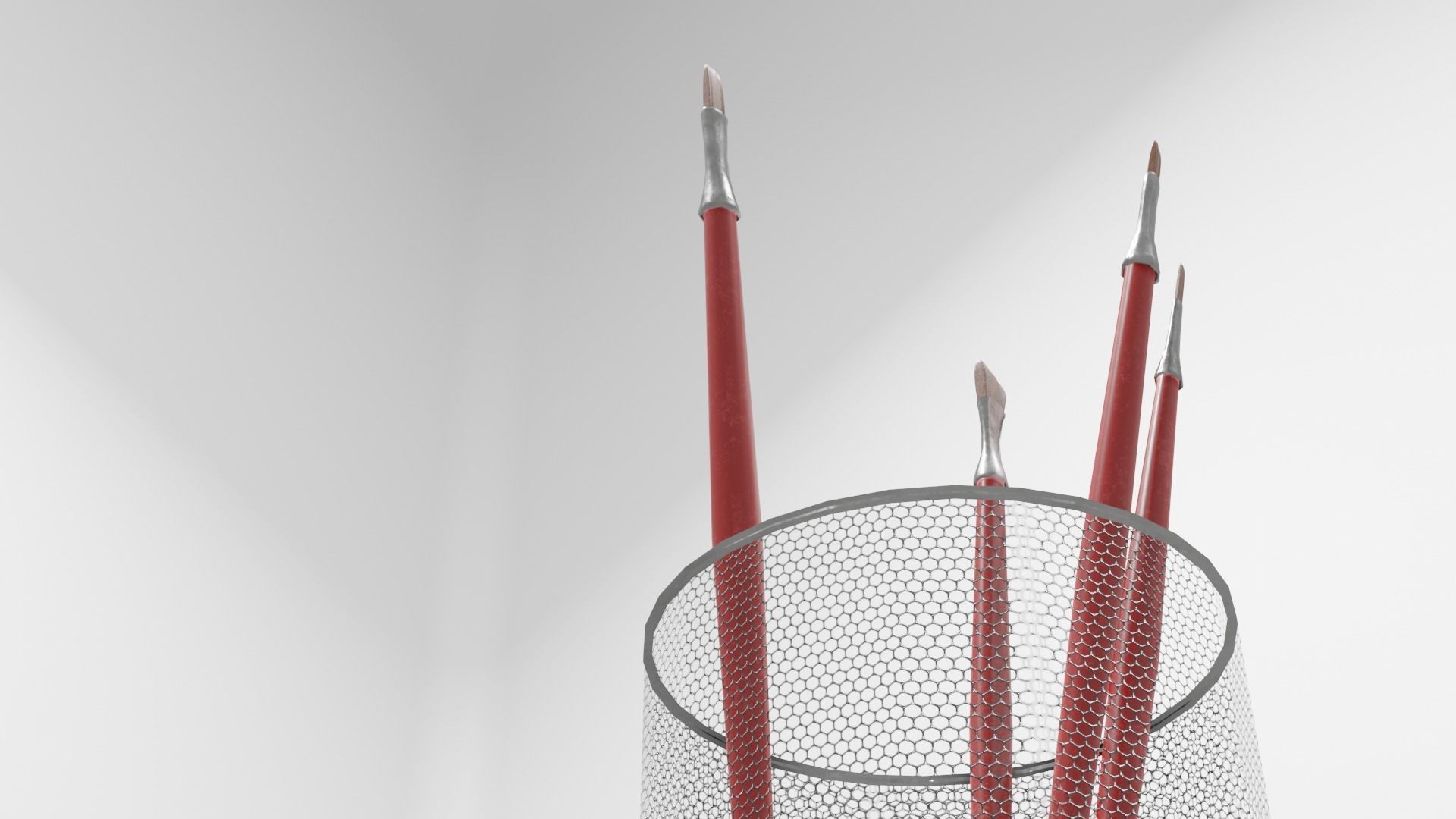 Realistic Brushes pot Low-poly 3D model_13