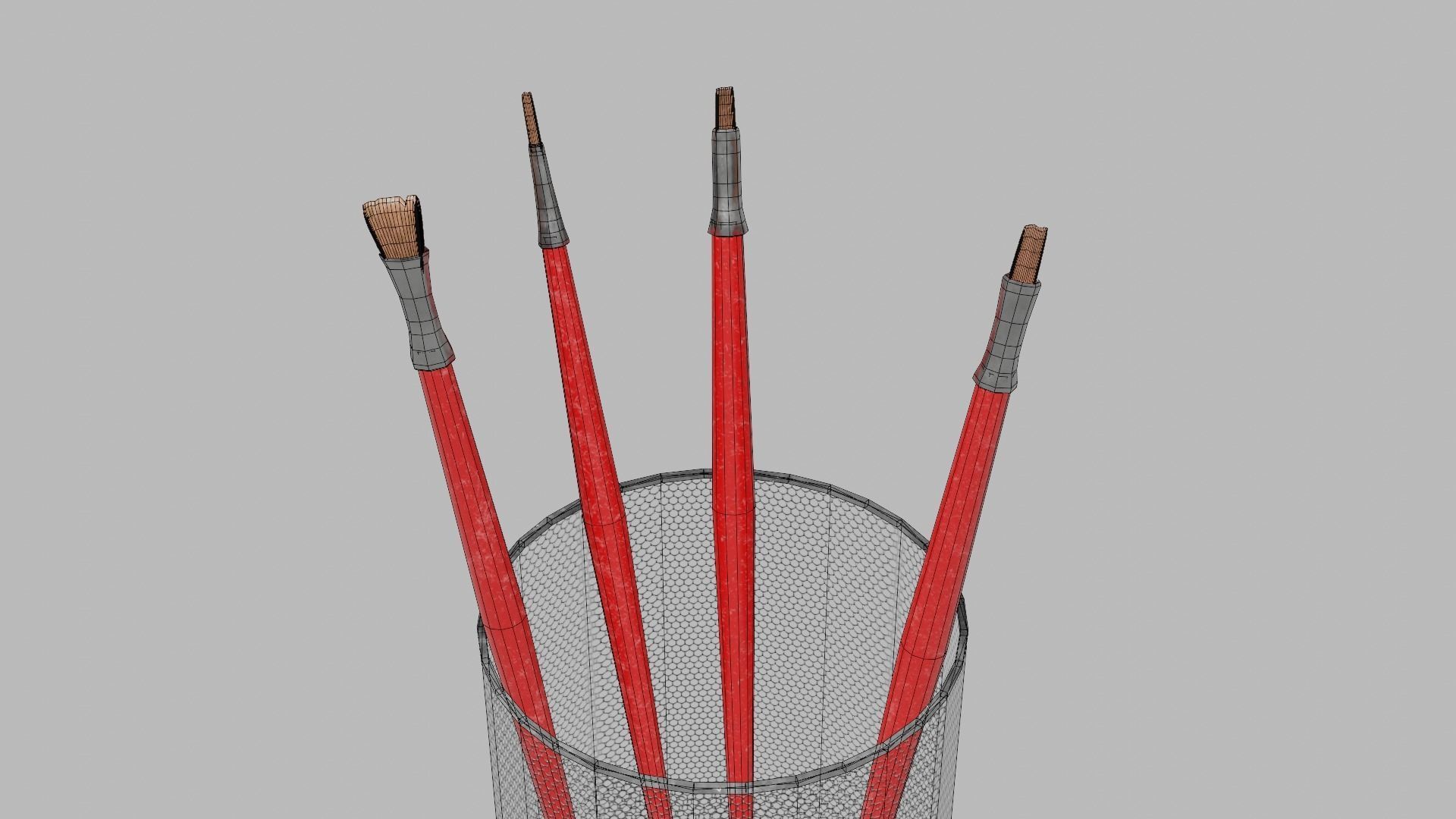 Realistic Brushes pot Low-poly 3D model_11