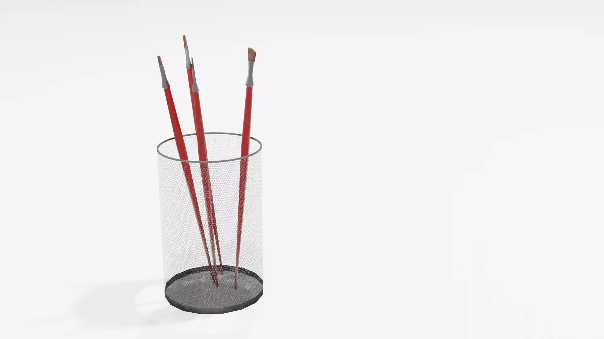 Realistic Brushes pot Low-poly 3D model_0