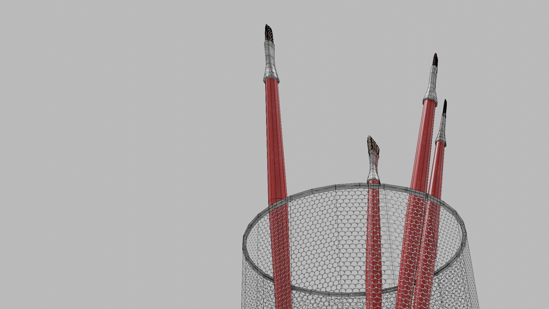 Realistic Brushes pot Low-poly 3D model_14