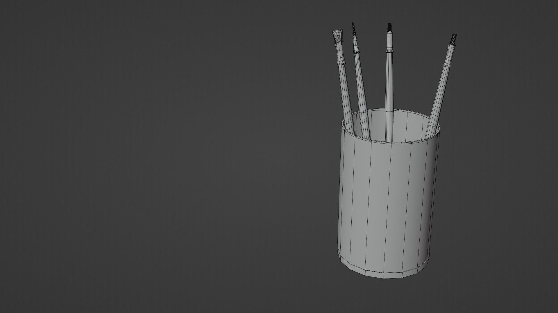Realistic Brushes pot Low-poly 3D model_6