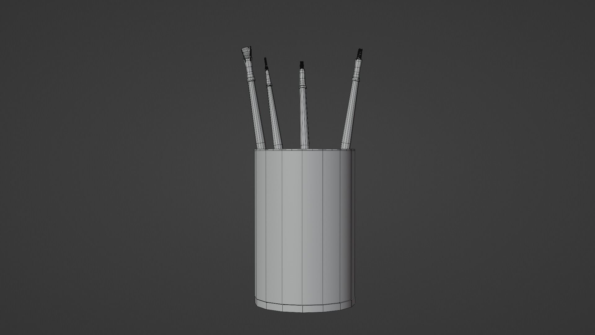 Realistic Brushes pot Low-poly 3D model_9