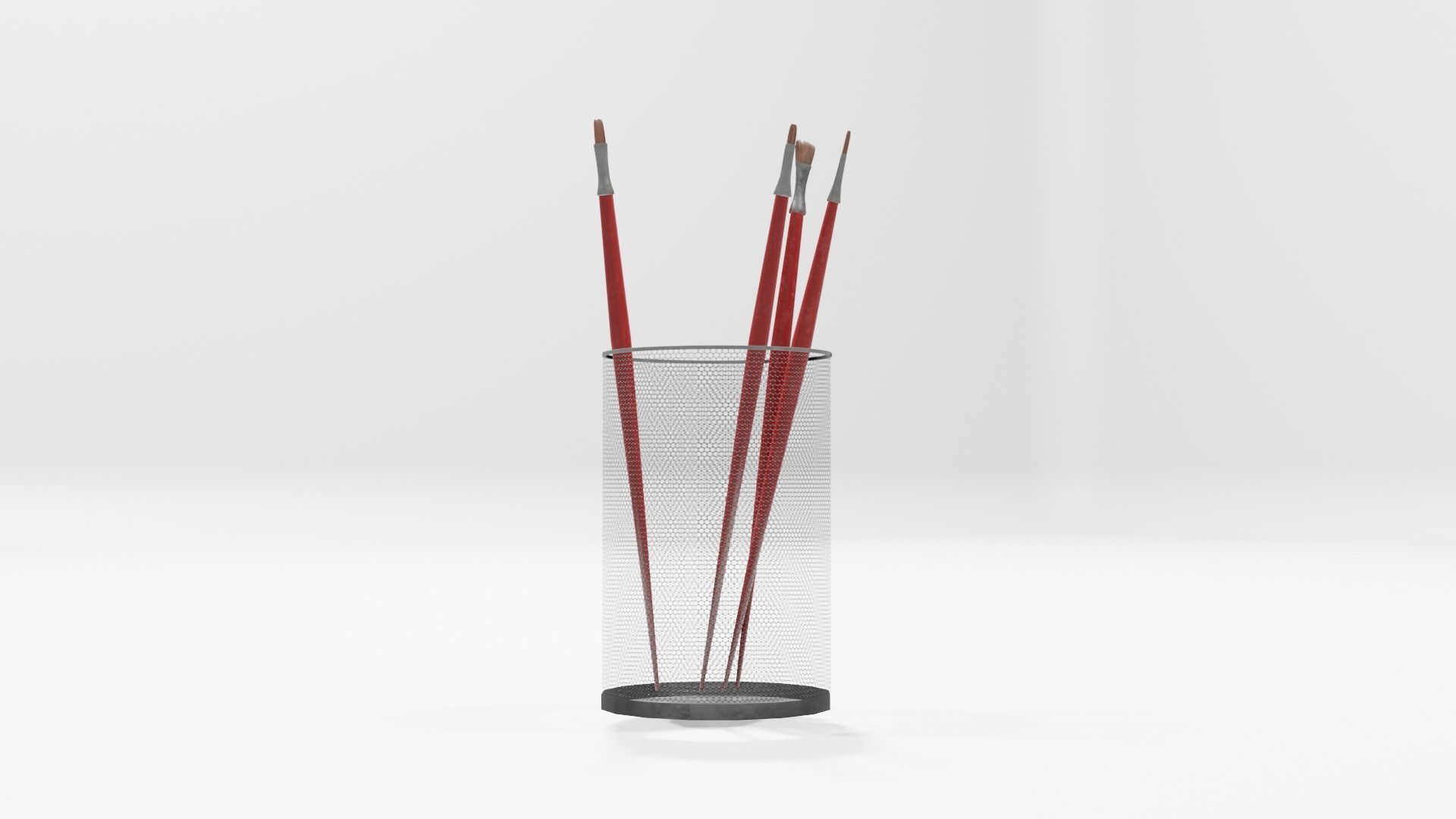 Realistic Brushes pot Low-poly 3D model_16