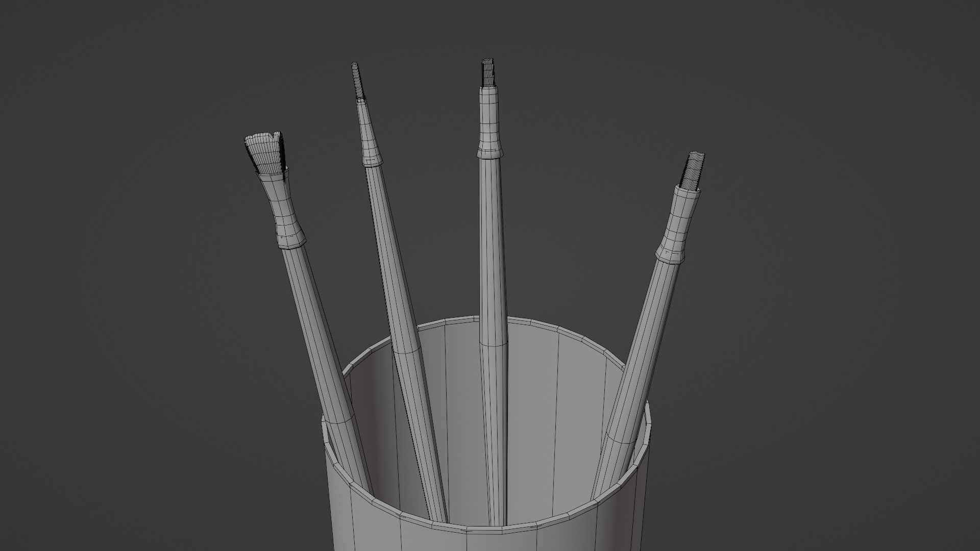 Realistic Brushes pot Low-poly 3D model_12