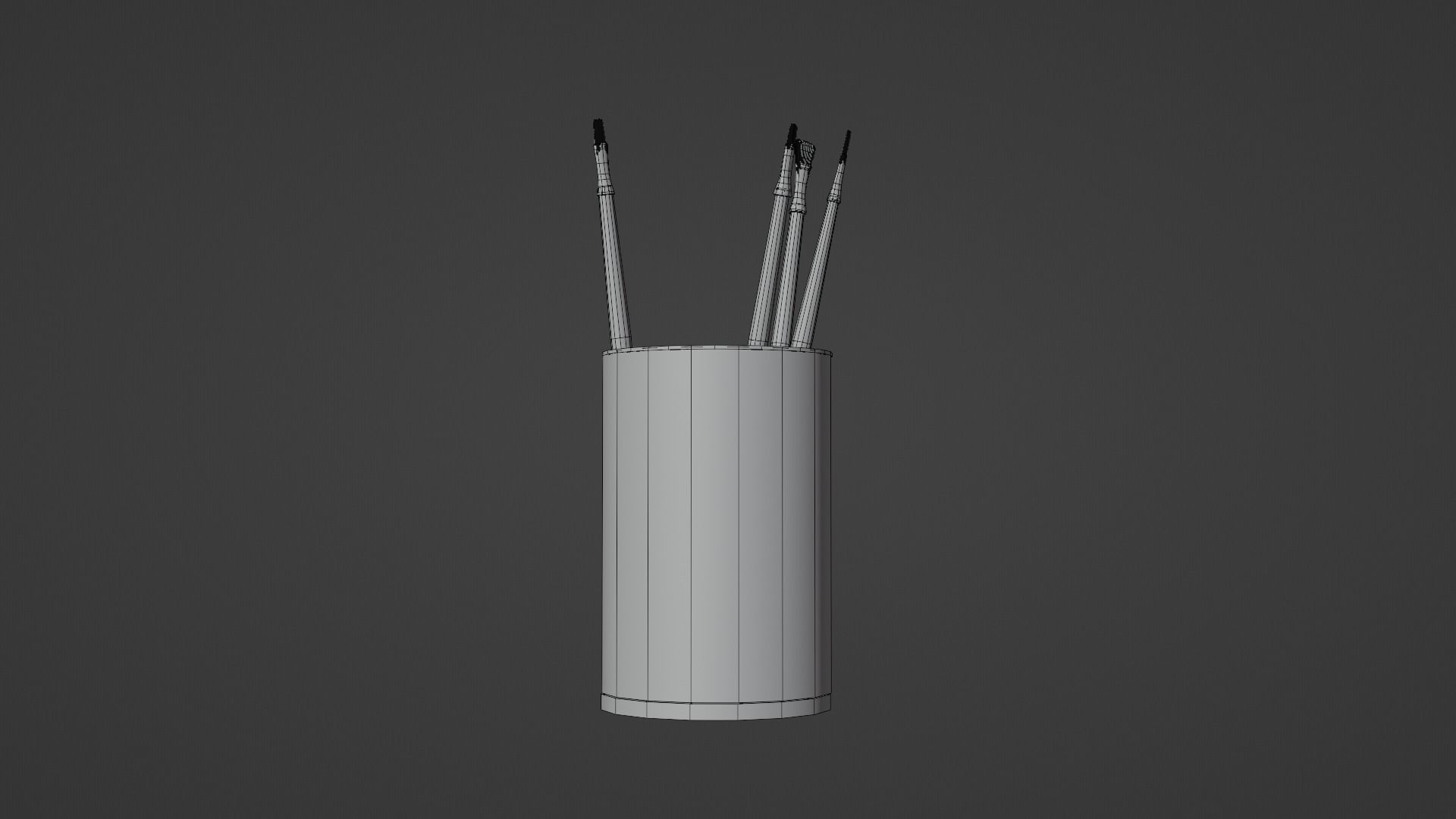 Realistic Brushes pot Low-poly 3D model_18