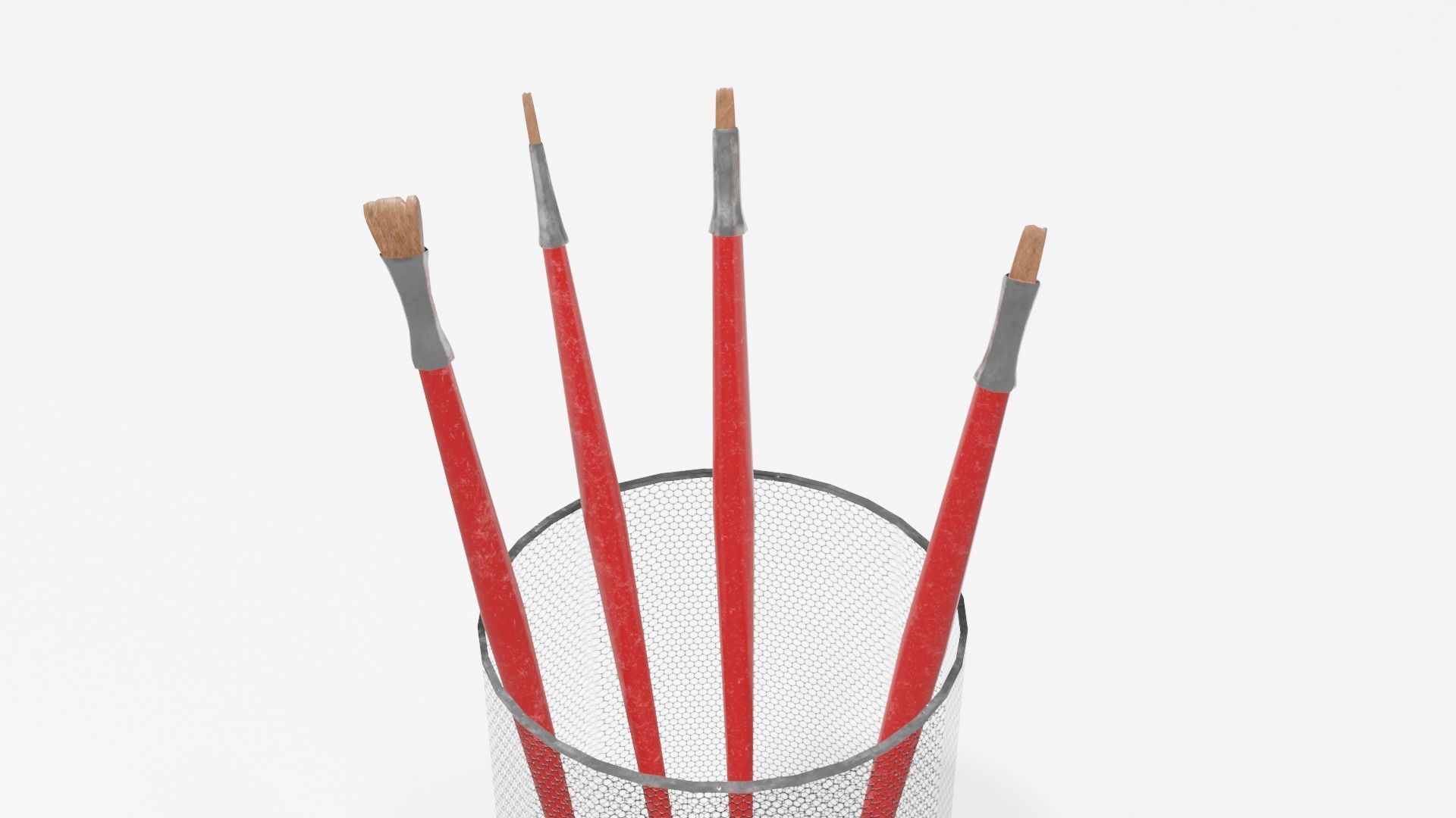 Realistic Brushes pot Low-poly 3D model_10