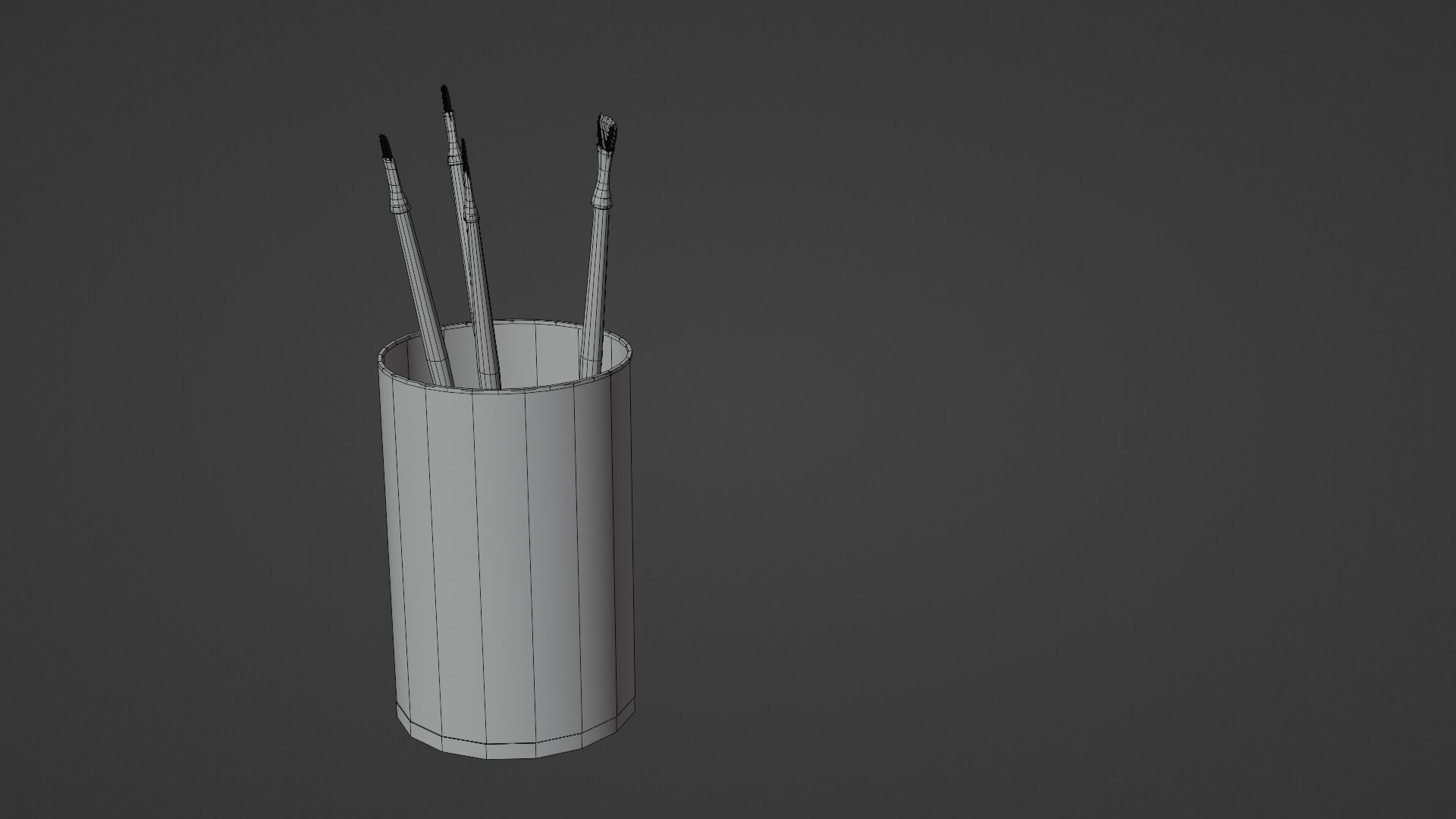 Realistic Brushes pot Low-poly 3D model_3