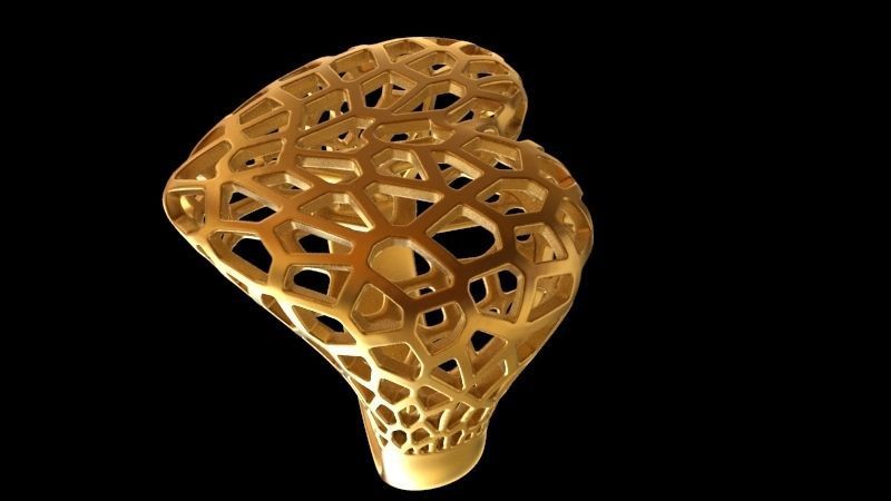 anillo corazon  voronoi heart ring 3D print model_3