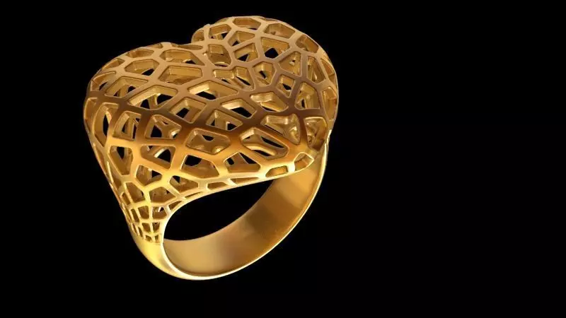 anillo corazon  voronoi heart ring 3D print model_0