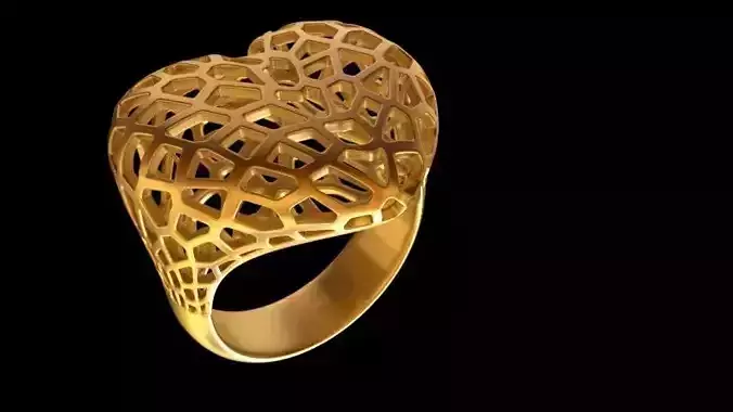 anillo corazon  voronoi heart ring