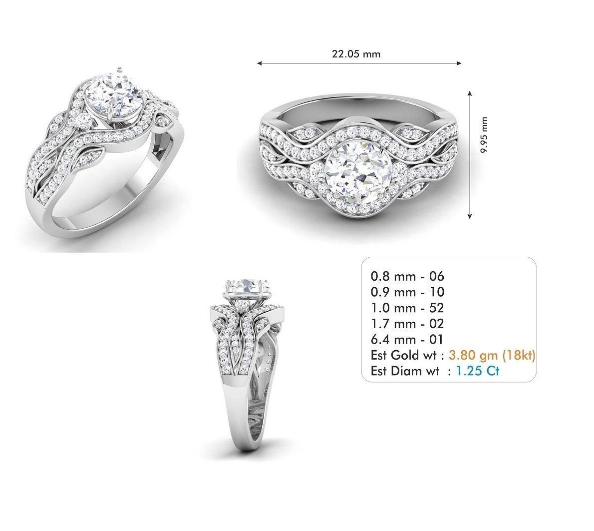 Woman Solitaire Ring 1008 3D print model_5