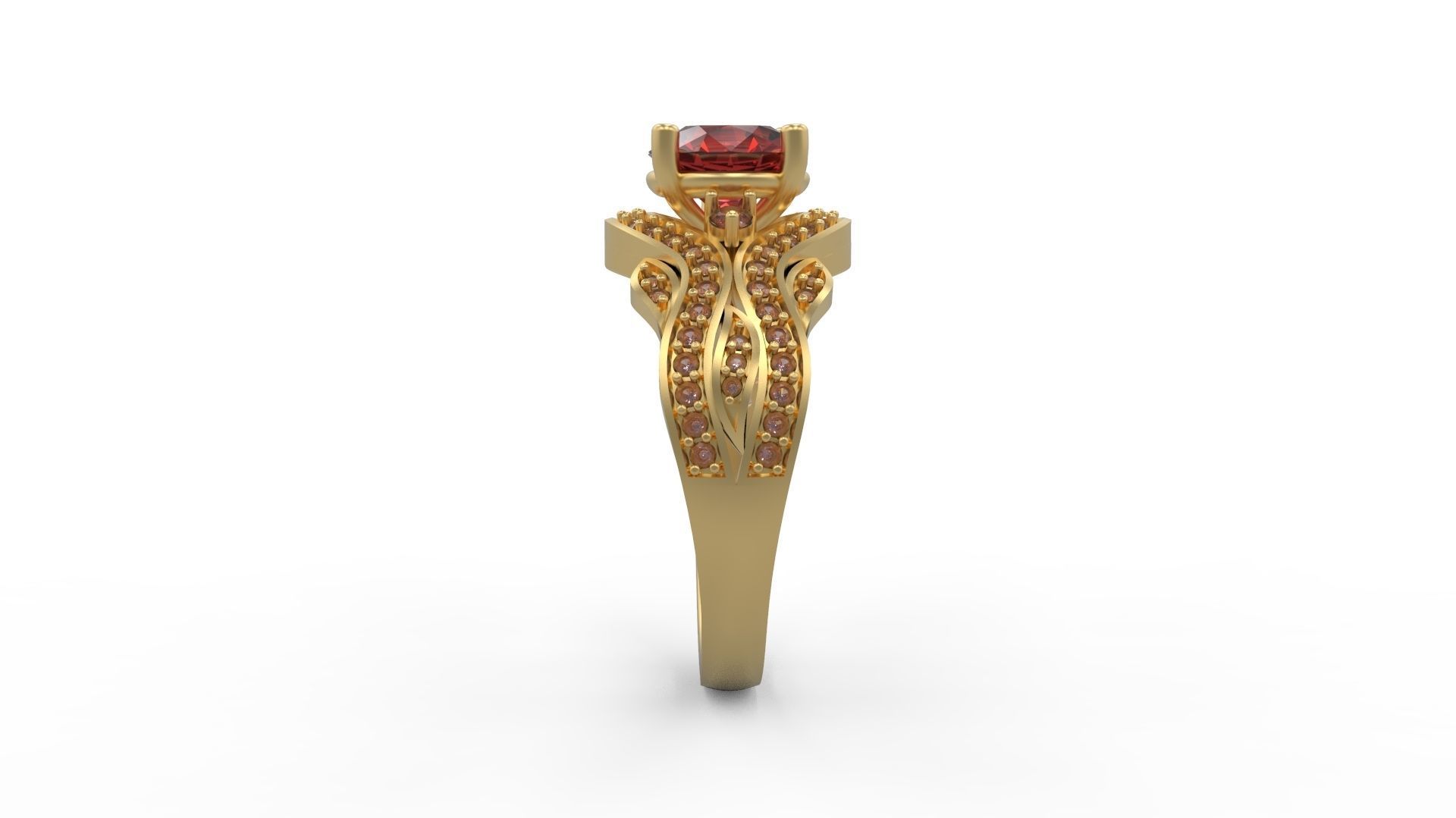 Woman Solitaire Ring 1008 3D print model_2
