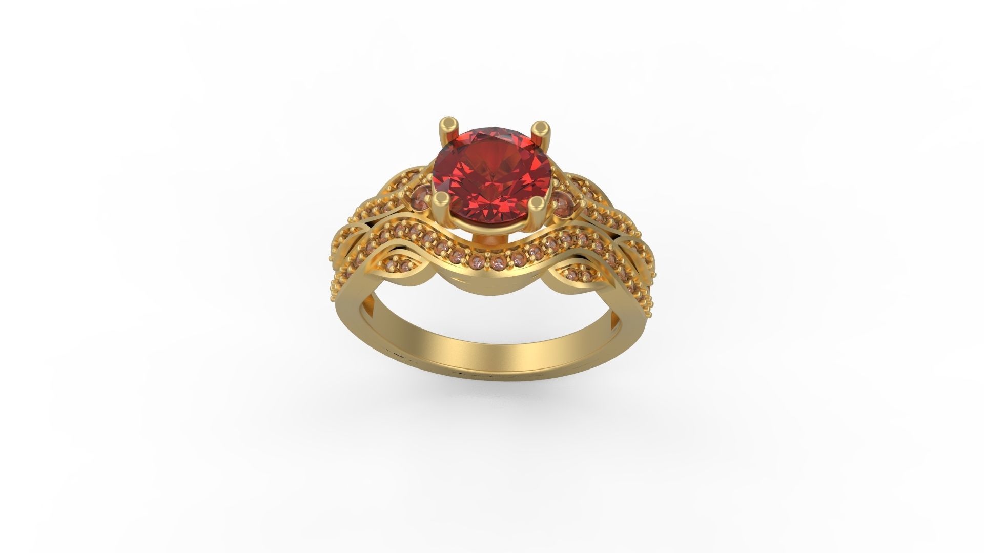 Woman Solitaire Ring 1008 3D print model_3