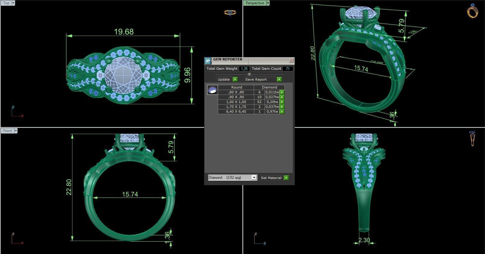 Woman Solitaire Ring 1008 3D print model_6