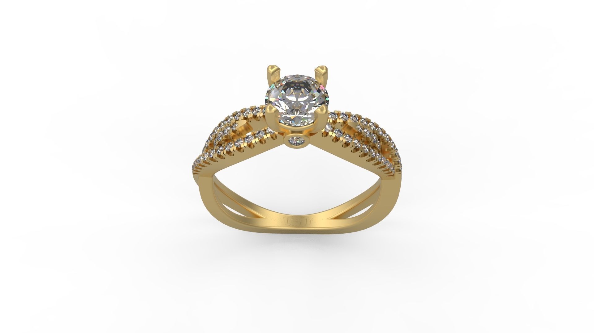 Woman Solitaire Ring 1011 3D print model_3
