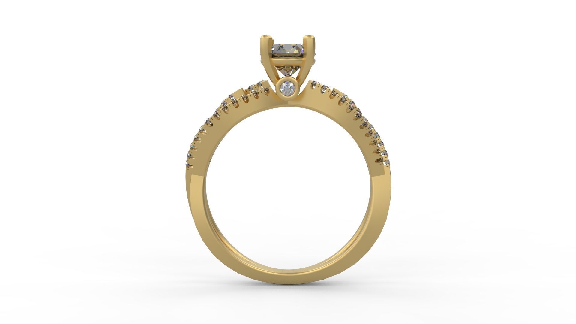 Woman Solitaire Ring 1011 3D print model_1