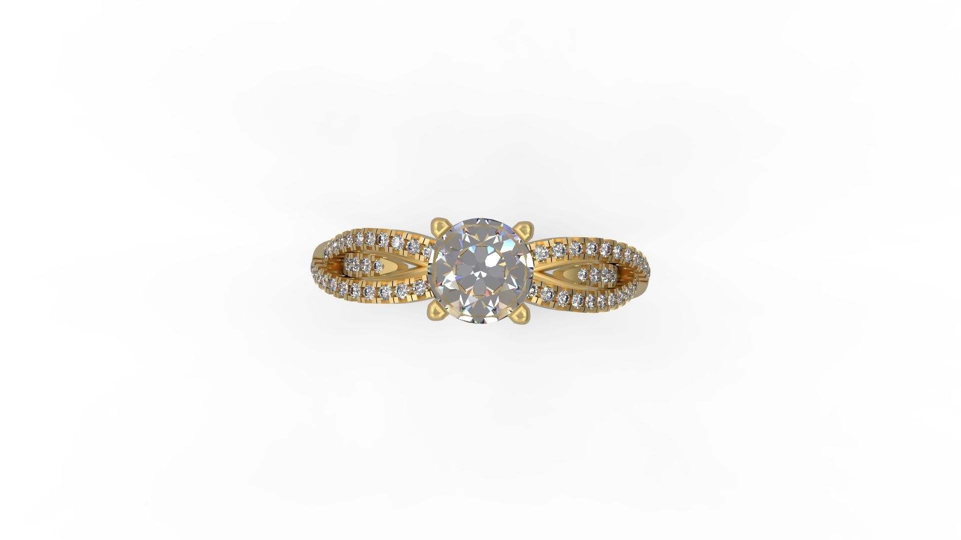 Woman Solitaire Ring 1011 3D print model_4