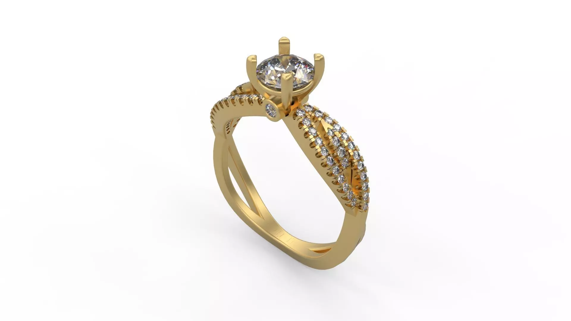 Woman Solitaire Ring 1011 3D print model_0
