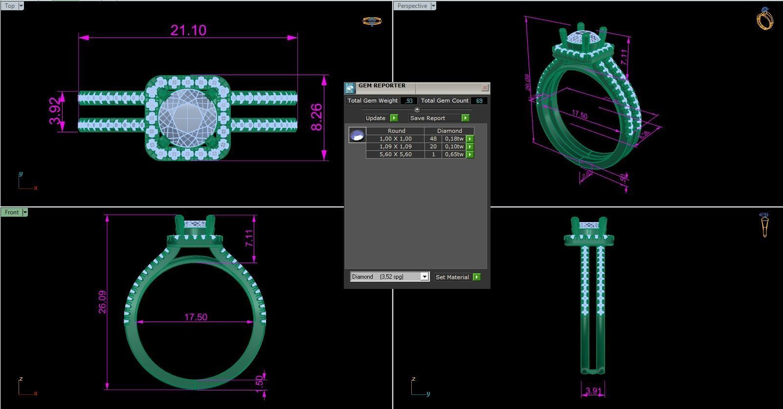 Woman Solitaire Ring 974 3D print model_9