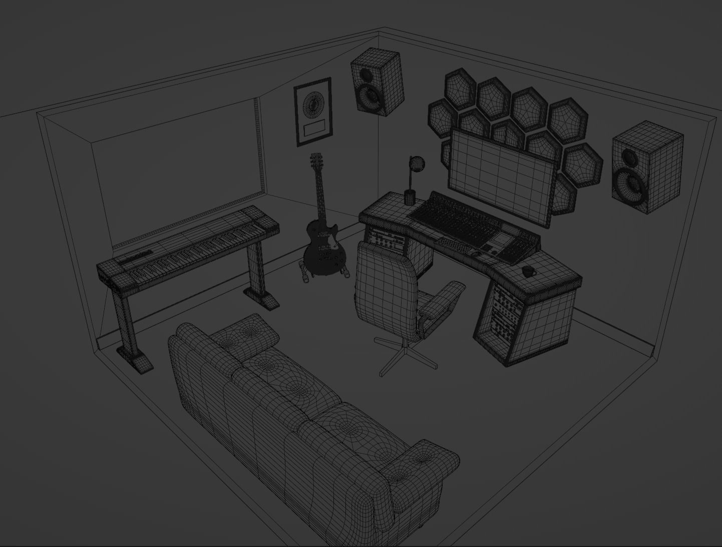 Isometric Recording Studio 3D model_5
