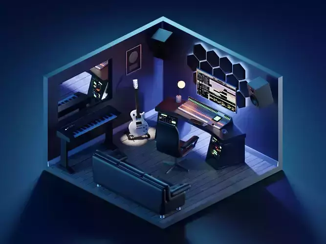 Isometric Recording Studio 3D model