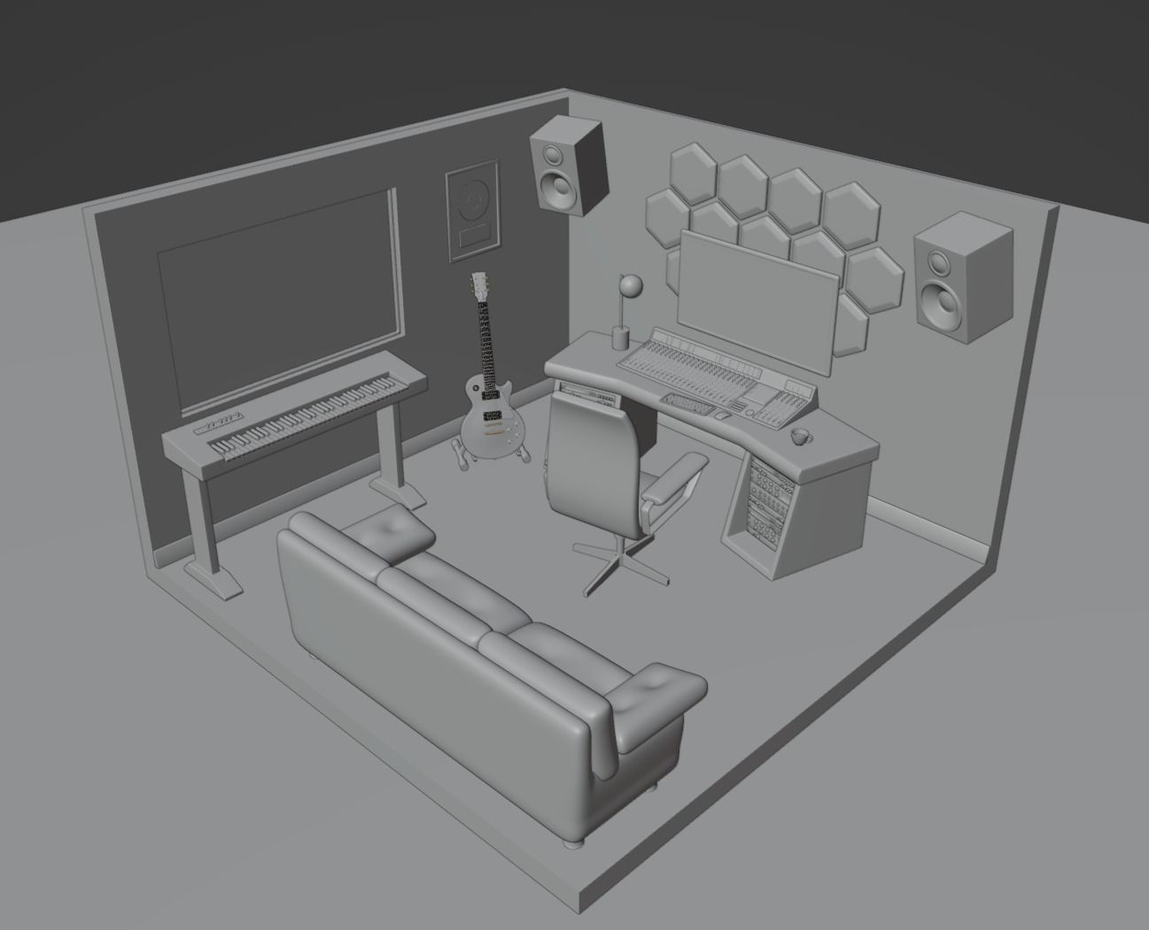 Isometric Recording Studio 3D model_4