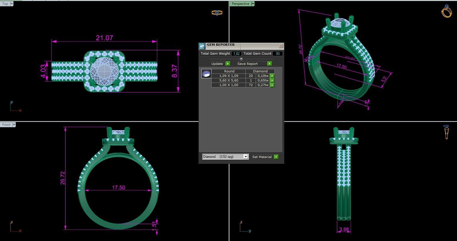 Woman Solitaire Ring 975 3D print model_9