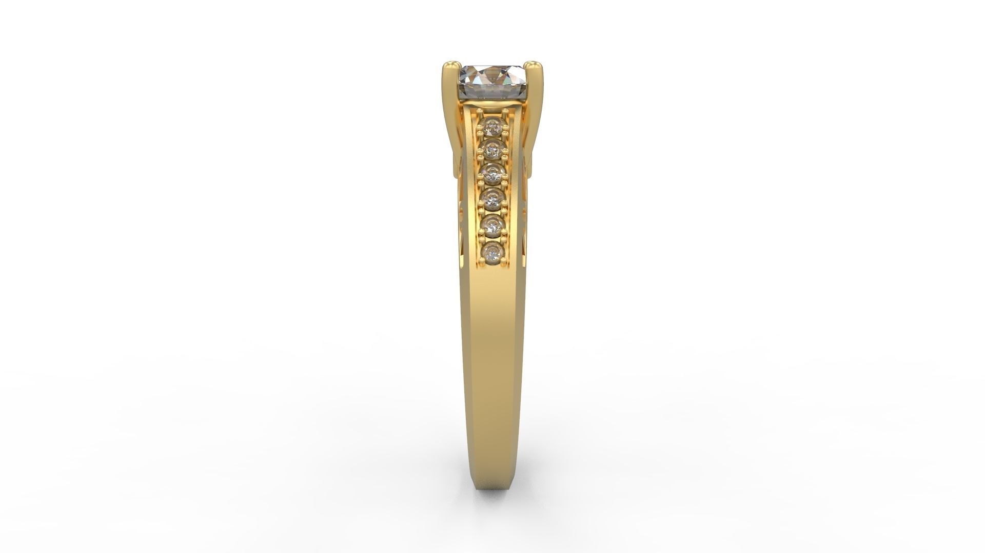 Woman Solitaire Ring 983 3D print model_2
