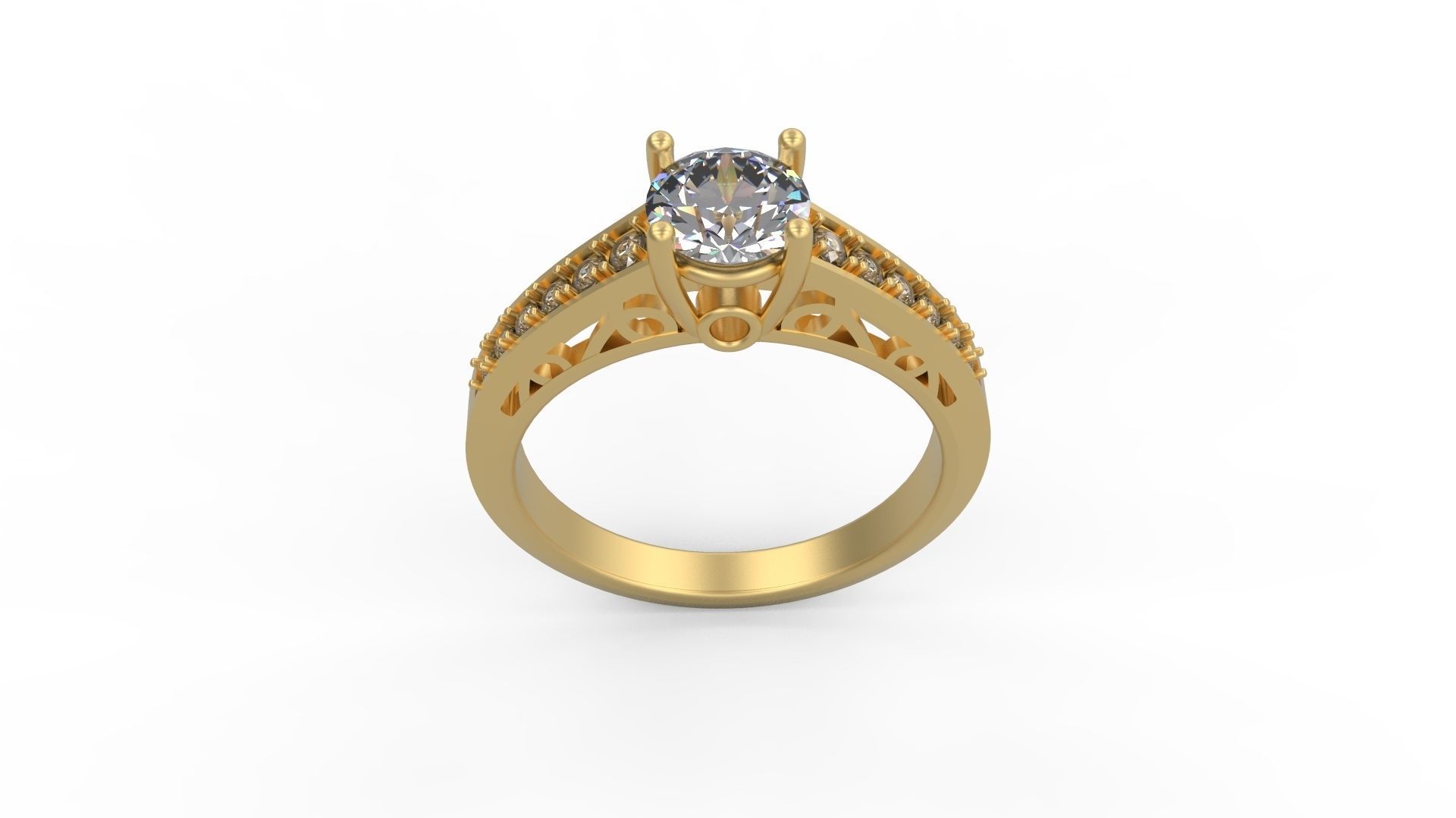 Woman Solitaire Ring 983 3D print model_3