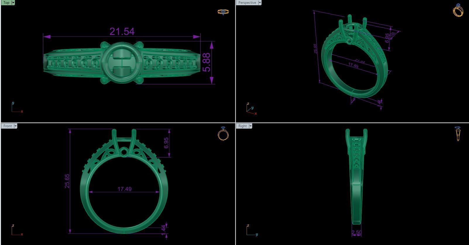 Woman Solitaire Ring 983 3D print model_8
