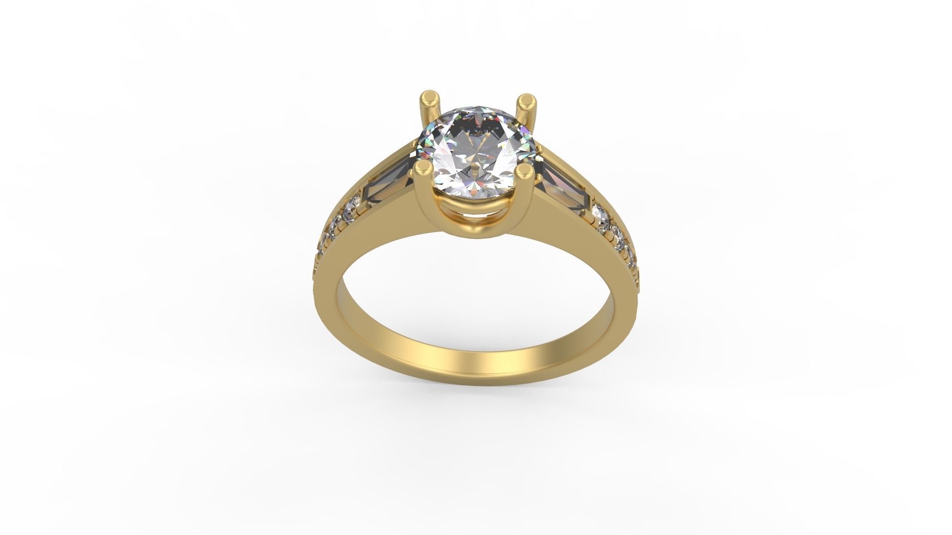 Woman Solitaire Ring 986 3D print model_3