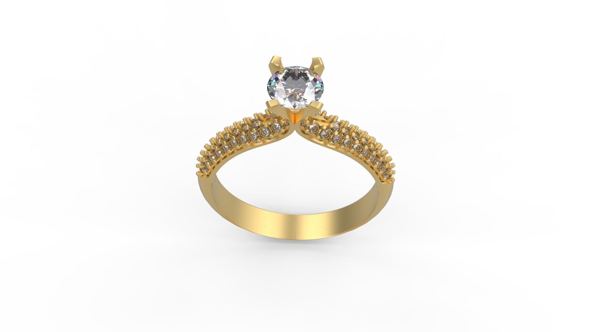 Woman Solitaire Ring 989 3D print model_3