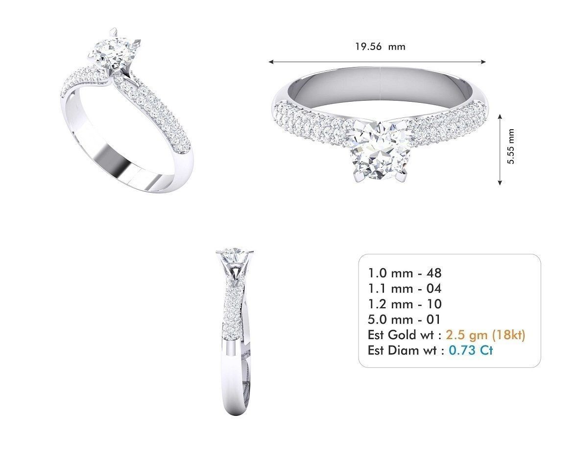 Woman Solitaire Ring 989 3D print model_5