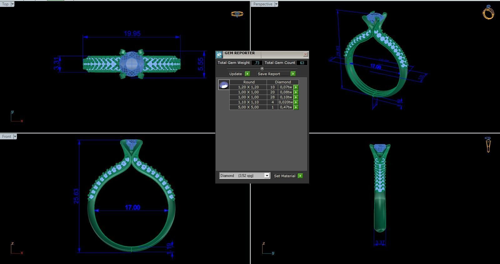 Woman Solitaire Ring 989 3D print model_9