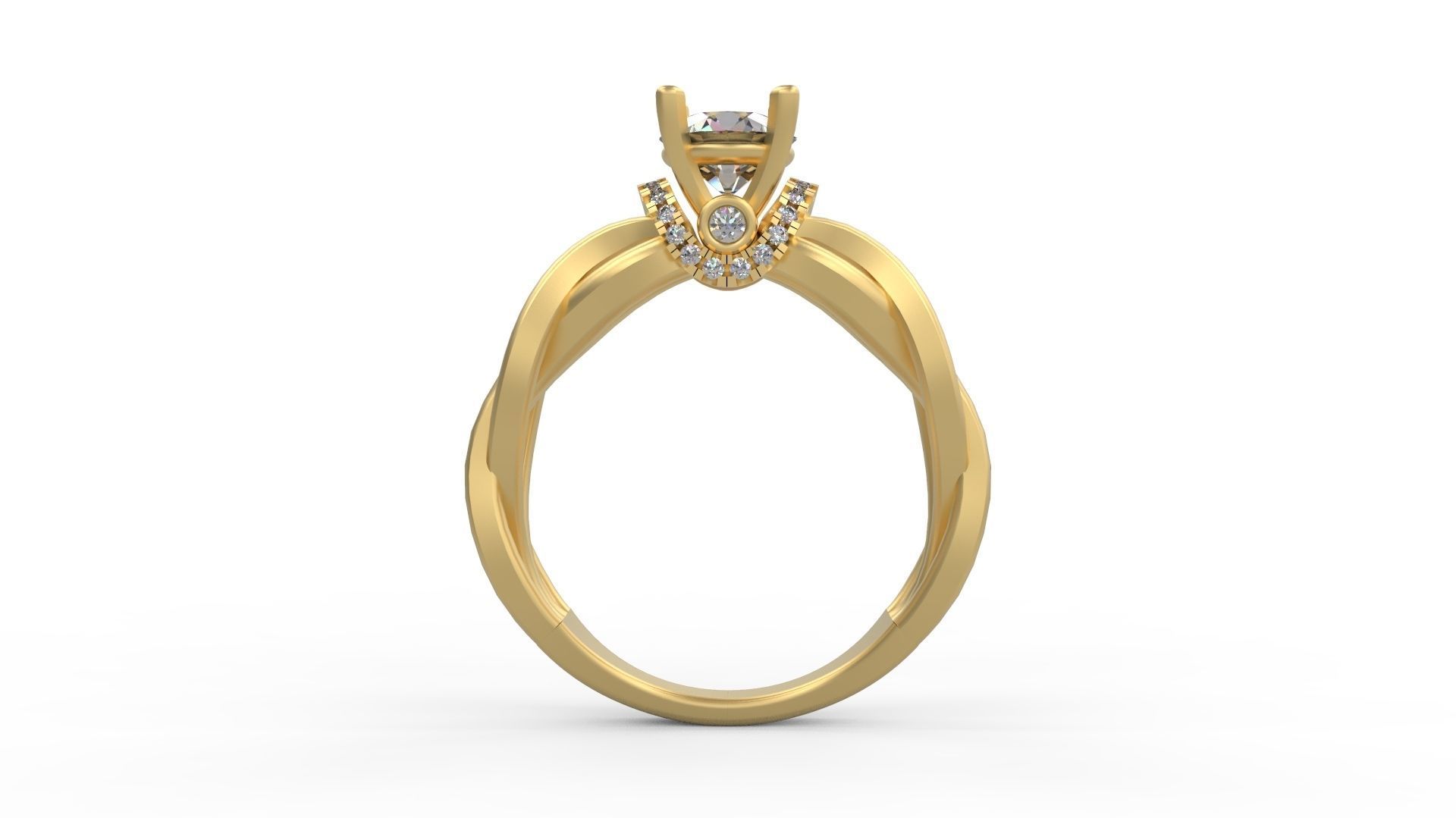 Woman Solitaire Ring 1003 3D print model_1