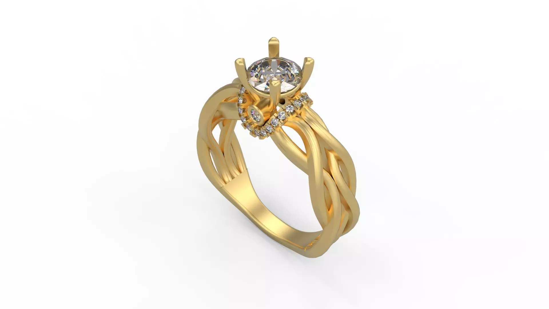 Woman Solitaire Ring 1003 3D print model_0