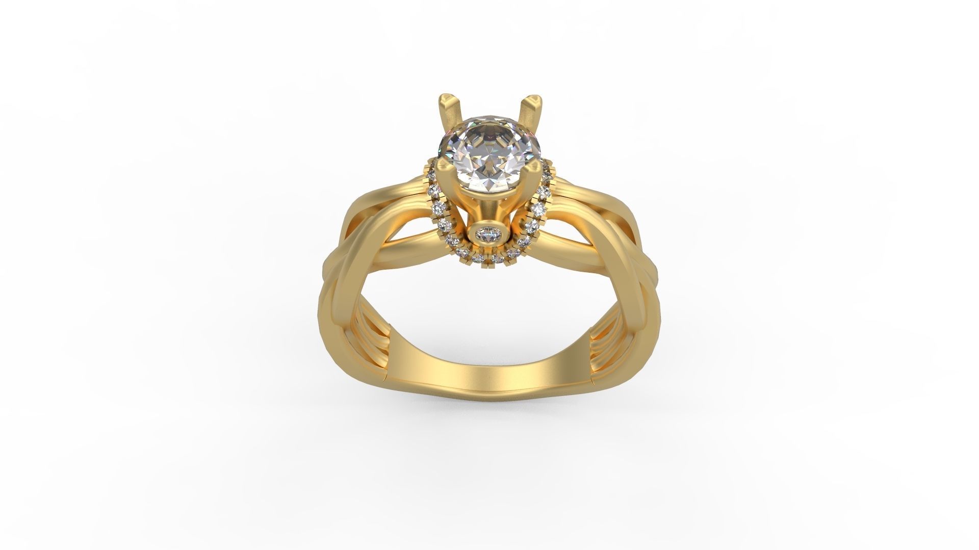 Woman Solitaire Ring 1003 3D print model_3