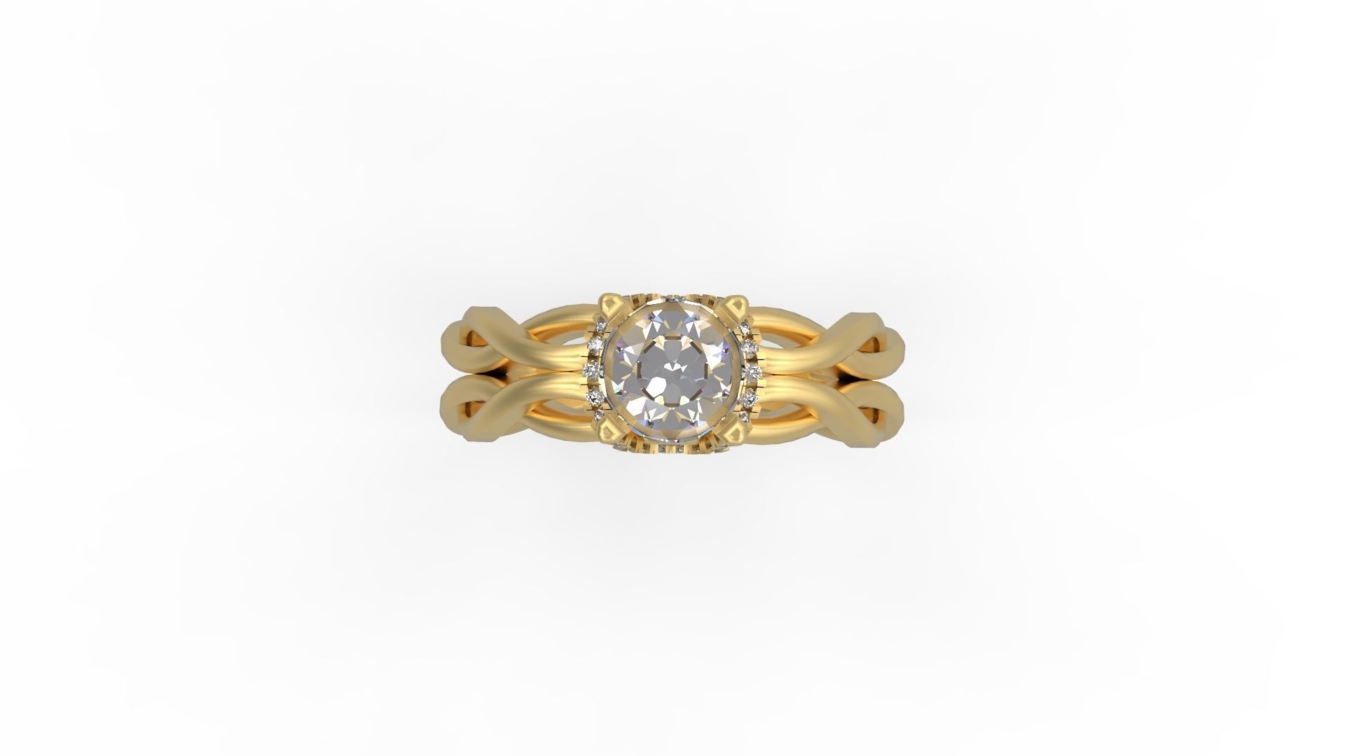 Woman Solitaire Ring 1003 3D print model_4