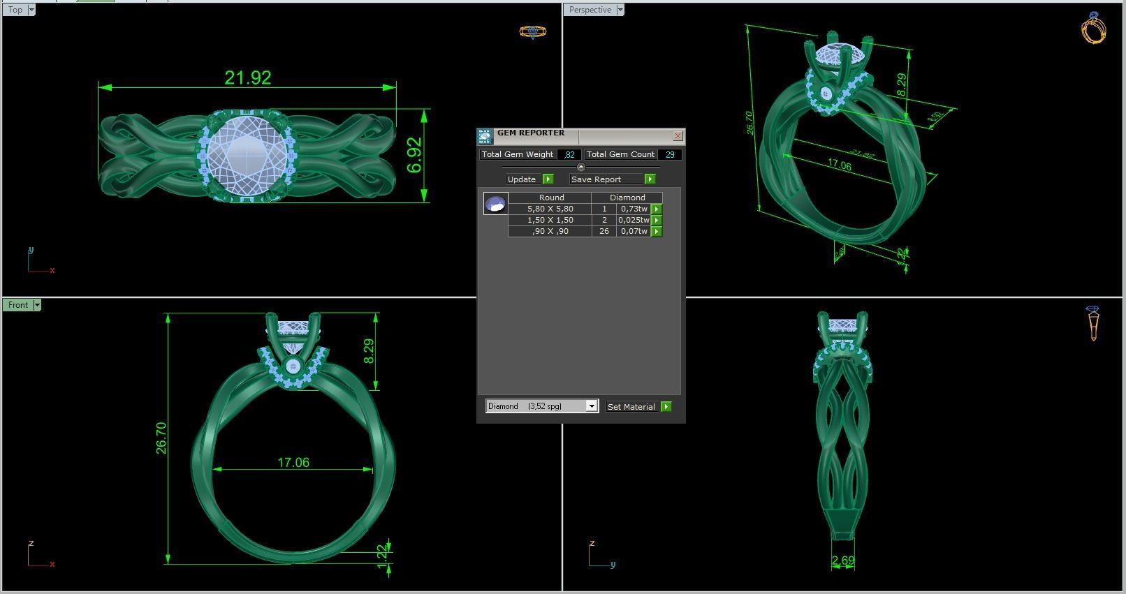Woman Solitaire Ring 1003 3D print model_9