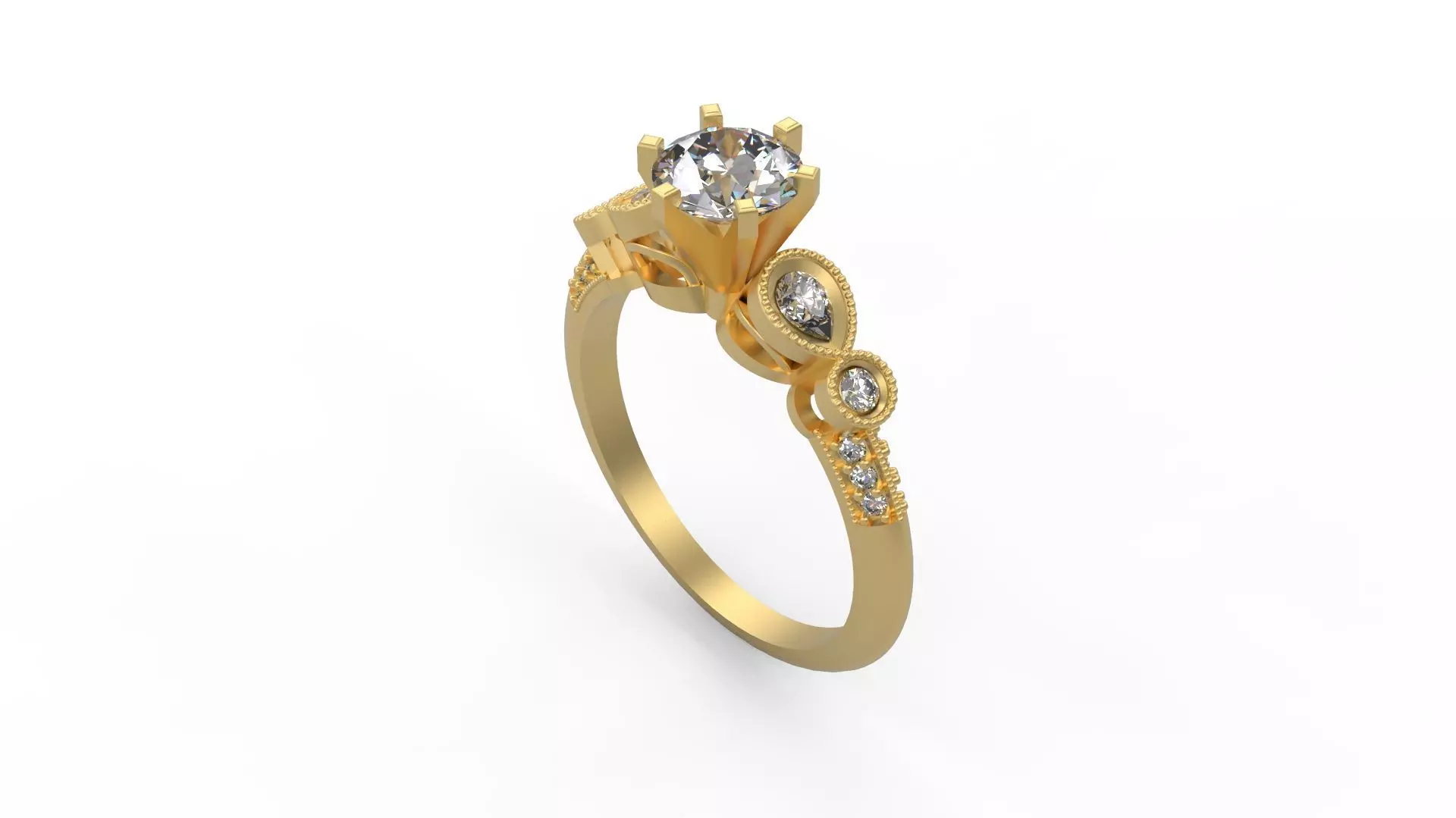Woman Solitaire Ring 992 3D print model
