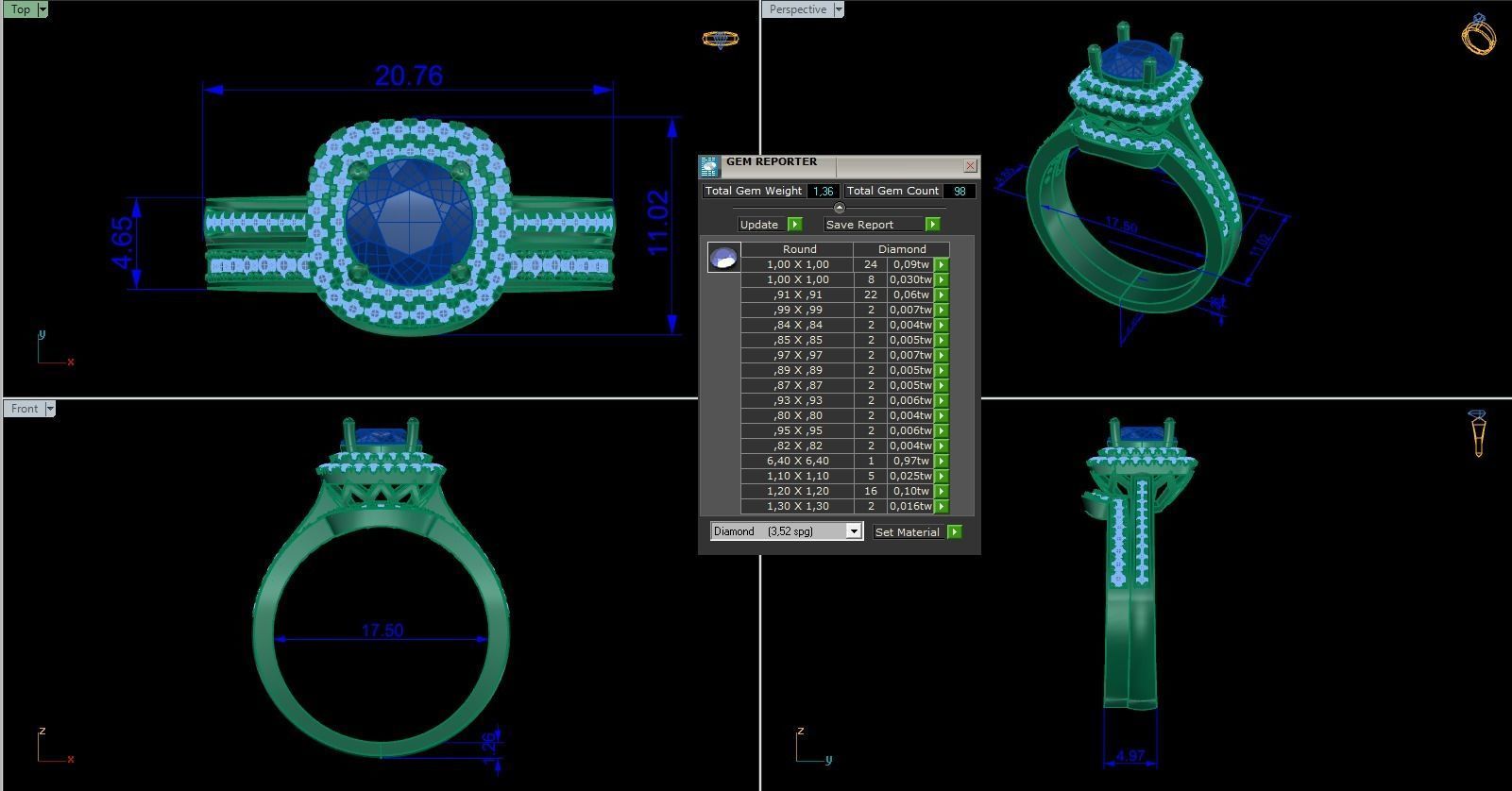 Woman Solitaire Ring 996 3D print model_9