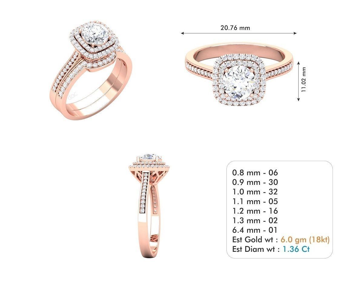 Woman Solitaire Ring 996 3D print model_5